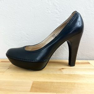 Frye Anna Pump Black Leather Platform Heels Size 9.5